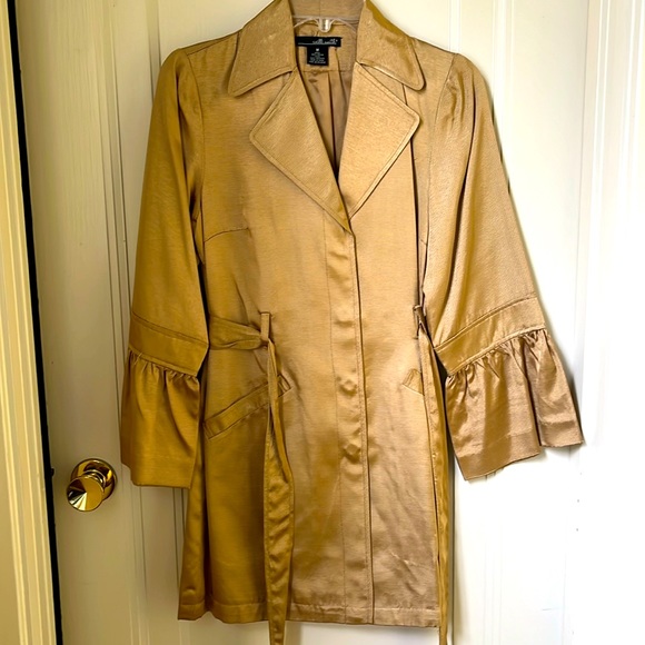 Vintage Jackets & Blazers - Gold Trench Coat Vintage Willi Smith Evening Prom Size M